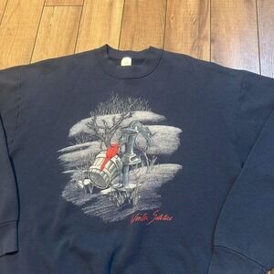 Vintage Winter Solstice Cardinal Bird‎ Crewneck Sweatshirt Women's XL Grandma